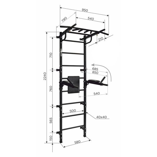 Espalier de gymnastique avec barre de traction Gamma Workout Grand – Image 3