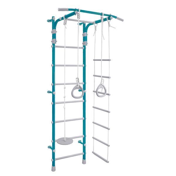 drabinka-gimnastyczna-turkusowa-pastel-2.jpg Espalier de gymnastique avec barre de traction Gamma Pastel 2 – Image 1