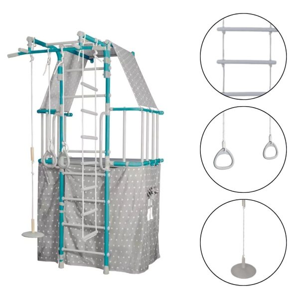 Espalier de gymnastique avec maisonnette Indigo Pastel – Image 1