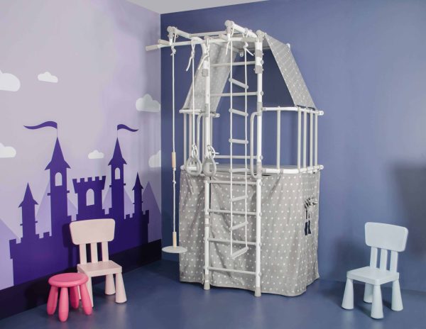 Espalier de gymnastique avec maisonnette Indigo Pastel – Image 2