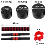 Haltères en bitume réglables de 20 kg + haltères – Image 4