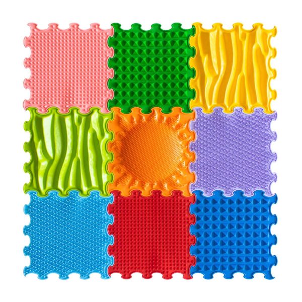 Ensemble de tapis sensoriels Stimulative Rainbow – 9 pièces (30 × 30 cm) – Image 1