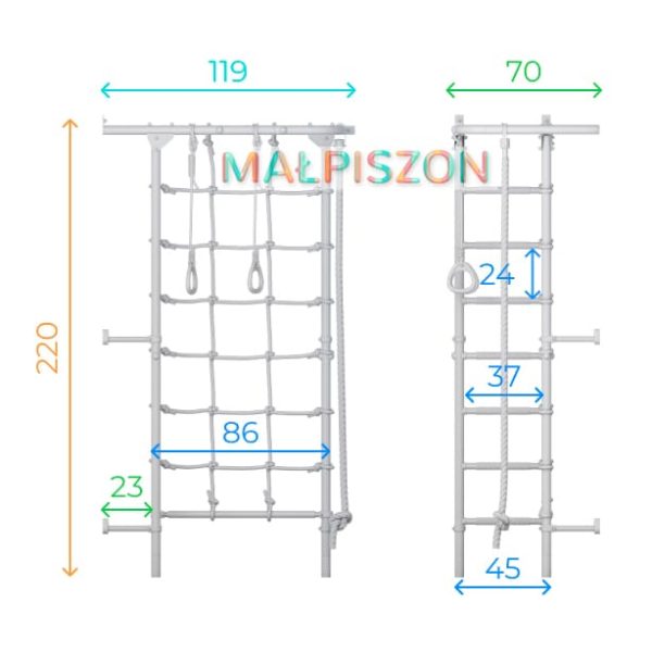 Espalier de gymnastique avec filet d’escalade Comet Next 4 – Image 12